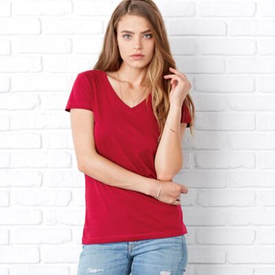 +CANVAS Ladies' Jersey Short-Sleeve V-Neck Tee Thumbnail