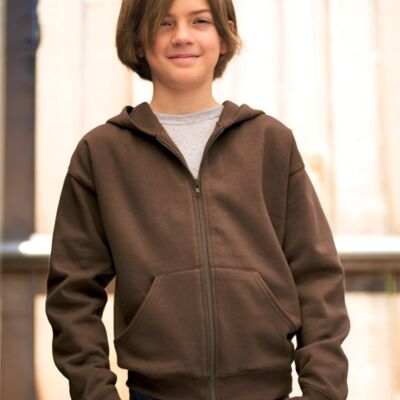 LA T Youth Fleece Hooded Zip-Front Sweatshirt with Pockets Thumbnail