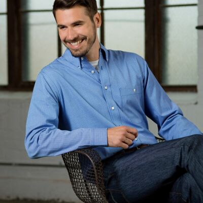 UltraClub Men's Yarn-Dyed Micro-Check Woven Thumbnail